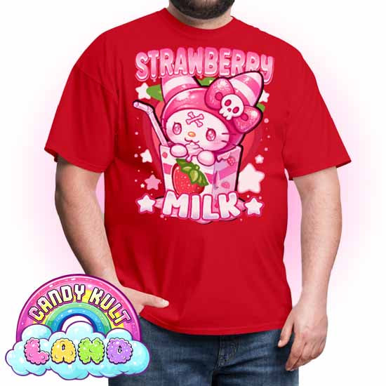 Wishbone Strawberry Milk  - Candy Kult Land COLOUR Men's / Unisex Classic T-Shirt - Candy Kult - Candy Cult - Candy Kult Land - Wishbone - Boo Kitty - Panku - Frosti - Toxic Kitten - Hex-Heart - Cult Candy - Cake High Heels - [product_vendor}