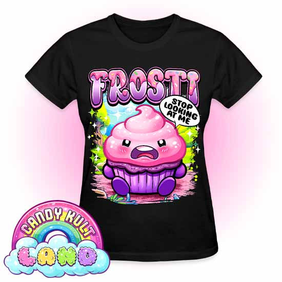 Frosti Stop Looking At Me - Candy Kult land REGULAR FIT Ladies T-Shirt - Candy Kult - Candy Cult - Candy Kult Land - Wishbone - Boo Kitty - Panku - Frosti - Toxic Kitten - Hex-Heart - Cult Candy - Cake High Heels - [product_vendor}