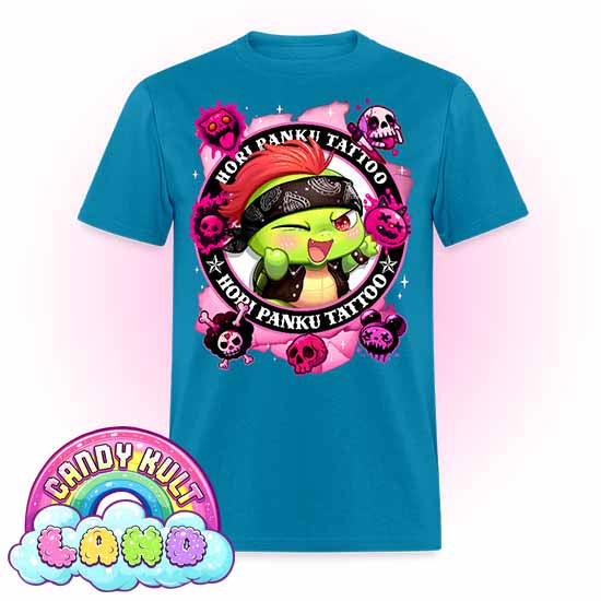 Hori Panku Tattoo Pink - Candy Kult Land COLOUR Men's / Unisex Classic T-Shirt - Candy Kult - Candy Cult - Candy Kult Land - Wishbone - Boo Kitty - Panku - Frosti - Toxic Kitten - Hex-Heart - Cult Candy - Cake High Heels - [product_vendor}