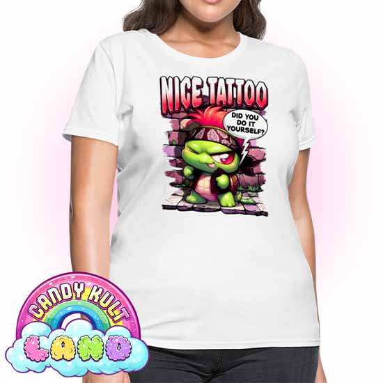 Nice Tattoo Did you Do It Yourself? Panku - Candy Kult Land Women's FITTED T-Shirt - Candy Kult - Candy Cult - Candy Kult Land - Wishbone - Boo Kitty - Panku - Frosti - Toxic Kitten - Hex-Heart - Cult Candy - Cake High Heels - [product_vendor}