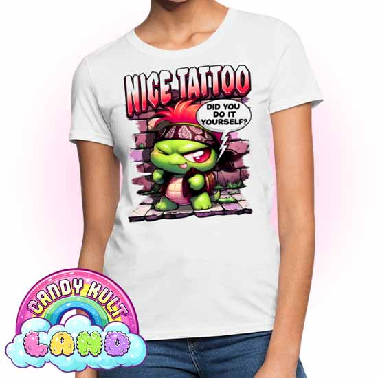 Nice Tattoo Did you Do It Yourself? Panku - Candy Kult Land Women's FITTED T-Shirt - Candy Kult - Candy Cult - Candy Kult Land - Wishbone - Boo Kitty - Panku - Frosti - Toxic Kitten - Hex-Heart - Cult Candy - Cake High Heels - [product_vendor}