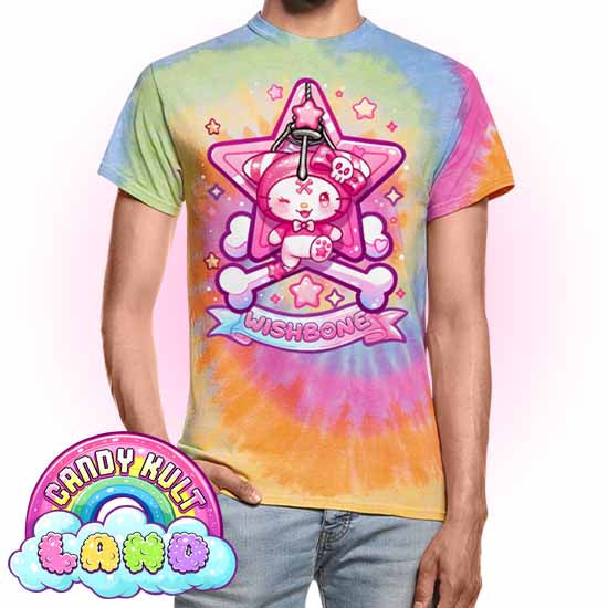 Wishbone Claw Machine Logo  - Candy Kult Land Unisex Tie Dye T-Shirt - Candy Kult - Candy Cult - Candy Kult Land - Wishbone - Boo Kitty - Panku - Frosti - Toxic Kitten - Hex-Heart - Cult Candy - Cake High Heels - [product_vendor}