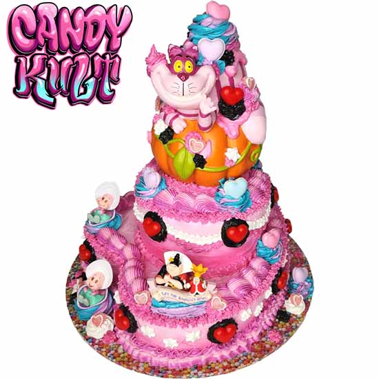 Alice In Wonderland 2 Tier Heart Cake Sculpture Candy Kult Alice In Wonderland Cake Disney Candy Cult - Candy Kult Land - Wishbone - Boo Kitty - Panku - Frosti - Toxic Kitten - Hex - Heart - Cult Candy - Ca