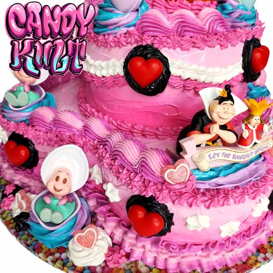 Alice In Wonderland 2 Tier Heart Cake Sculpture Candy Kult Alice In Wonderland Cake Disney Candy Cult - Candy Kult Land - Wishbone - Boo Kitty - Panku - Frosti - Toxic Kitten - Hex - Heart - Cult Candy - Ca