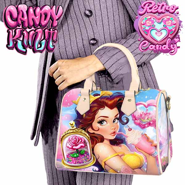 Beauty & The Beast Retro Candy Beige Boston Crossbody Handbag Candy Kult Bag Beauty & The Beast belle Candy Cult - Candy Kult Land - Wishbone - Boo Kitty - Panku - Frosti - Toxic Kitten - Hex - Heart - Cult Candy - Ca