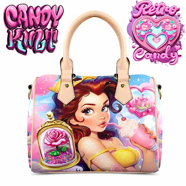 Beauty & The Beast Retro Candy Beige Boston Crossbody Handbag Candy Kult Bag Beauty & The Beast belle Candy Cult - Candy Kult Land - Wishbone - Boo Kitty - Panku - Frosti - Toxic Kitten - Hex - Heart - Cult Candy - Ca