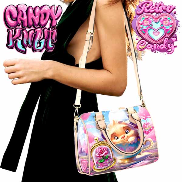 Beauty & The Beast Retro Candy Beige Boston Crossbody Handbag Candy Kult Bag Beauty & The Beast belle Candy Cult - Candy Kult Land - Wishbone - Boo Kitty - Panku - Frosti - Toxic Kitten - Hex - Heart - Cult Candy - Ca