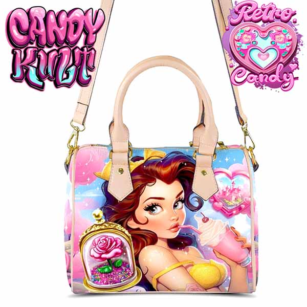 Beauty & The Beast Retro Candy Beige Boston Crossbody Handbag Candy Kult Bag Beauty & The Beast belle Candy Cult - Candy Kult Land - Wishbone - Boo Kitty - Panku - Frosti - Toxic Kitten - Hex - Heart - Cult Candy - Ca