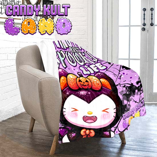 Boo Kitty Best Spooky Life Candy Kult Land Micro Fleece Blanket Candy Kult 40 x 50 Inch Boo Kitty Boo Kitty Origins Candy Cult - Candy Kult Land - Wishbone - Boo Kitty - Panku - Frosti - Toxic Kitten - Hex - Heart - Cult Candy - Ca