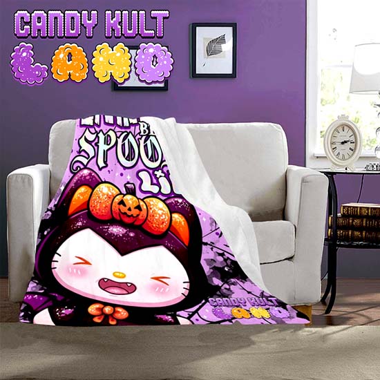 Boo Kitty Best Spooky Life Candy Kult Land Micro Fleece Blanket Candy Kult 40 x 50 Inch Boo Kitty Boo Kitty Origins Candy Cult - Candy Kult Land - Wishbone - Boo Kitty - Panku - Frosti - Toxic Kitten - Hex - Heart - Cult Candy - Ca