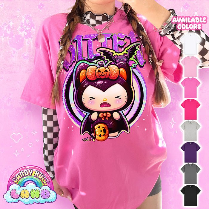 Boo Kitty Bitten - Candy Kult Land Graphic Tee Candy Kult AZALEA S Boo Kitty Boo Kitty Origins candy kult land Candy Cult - Candy Kult Land - Wishbone - Boo Kitty - Panku - Frosti - Toxic Kitten - Hex - Heart - Cult Candy - Ca