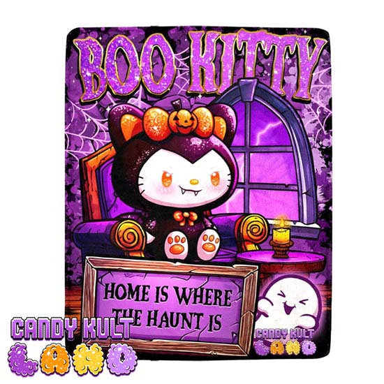 Boo Kitty Home Is Where The Haunt Is Candy Kult Land Micro Fleece Blanket Candy Kult 40 x 50 Inch Boo Kitty Boo Kitty Origins Candy Cult - Candy Kult Land - Wishbone - Boo Kitty - Panku - Frosti - Toxic Kitten - Hex - Heart - Cult Candy - Ca