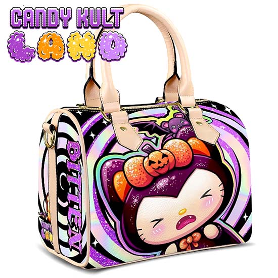 Boo Kitty Origins Bitten Candy Kult Land Beige Boston Crossbody Handbag Candy Kult Bag Boo Kitty Boo Kitty Origins Candy Cult - Candy Kult Land - Wishbone - Boo Kitty - Panku - Frosti - Toxic Kitten - Hex - Heart - Cult Candy - Ca