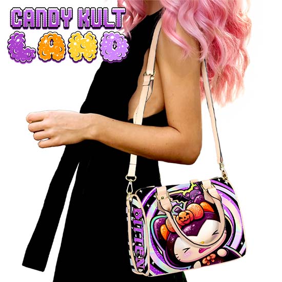 Boo Kitty Origins Bitten Candy Kult Land Beige Boston Crossbody Handbag Candy Kult Bag Boo Kitty Boo Kitty Origins Candy Cult - Candy Kult Land - Wishbone - Boo Kitty - Panku - Frosti - Toxic Kitten - Hex - Heart - Cult Candy - Ca