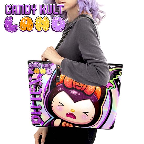 Boo Kitty Origins Bitten Candy Kult Land Large Tote Bag Candy Kult Bag Boo Kitty Boo Kitty Origins Candy Cult - Candy Kult Land - Wishbone - Boo Kitty - Panku - Frosti - Toxic Kitten - Hex - Heart - Cult Candy - Ca