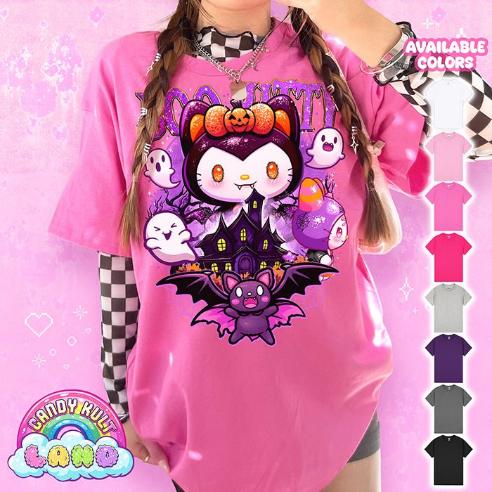 Boo Kitty Origins - Candy Kult Land Graphic Tee Candy Kult AZALEA S Boo Kitty Boo Kitty Origins candy kult land Candy Cult - Candy Kult Land - Wishbone - Boo Kitty - Panku - Frosti - Toxic Kitten - Hex - Heart - Cult Candy - Ca