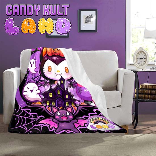 Boo Kitty Origins Candy Kult Land Micro Fleece Blanket Candy Kult 40 x 50 Inch Boo Kitty Boo Kitty Origins Candy Cult - Candy Kult Land - Wishbone - Boo Kitty - Panku - Frosti - Toxic Kitten - Hex - Heart - Cult Candy - Ca