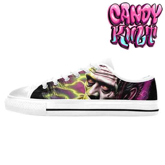 Frankenstein Fright Candy White Women's Low Canvas Shoes - Candy Kult - Candy Cult - Candy Kult Land - Wishbone - Boo Kitty - Panku - Frosti - Toxic Kitten - Hex-Heart - Cult Candy - Cake High Heels - [product_vendor}