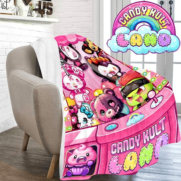 Candy Kult Land Claw Machine Micro Fleece Blanket Candy Kult 40 x 50 Inch Boo Kitty ck land Diablo Candy Cult - Candy Kult Land - Wishbone - Boo Kitty - Panku - Frosti - Toxic Kitten - Hex - Heart - Cult Candy - Ca