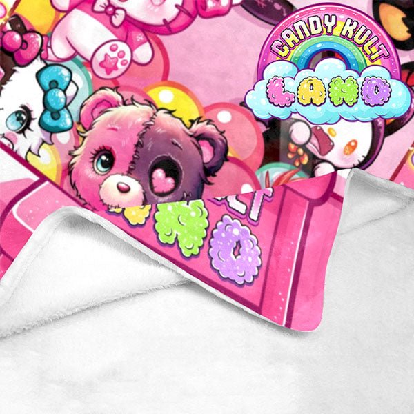 Candy Kult Land Claw Machine Micro Fleece Blanket Candy Kult 40 x 50 Inch Boo Kitty ck land Diablo Candy Cult - Candy Kult Land - Wishbone - Boo Kitty - Panku - Frosti - Toxic Kitten - Hex - Heart - Cult Candy - Ca