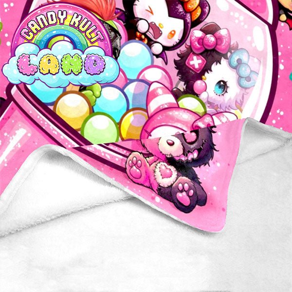 Candy Kult Land Pink Gumball Machine Micro Fleece Blanket Candy Kult 40 x 50 Inch Boo Kitty ck land Diablo Candy Cult - Candy Kult Land - Wishbone - Boo Kitty - Panku - Frosti - Toxic Kitten - Hex - Heart - Cult Candy - Ca