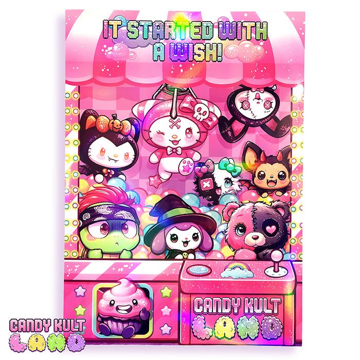 Candy Kult Land – Season One Poster Collector Set (Signed Holographic) Candy Kult Archival Packaged art print Boo Kitty Boo Kitty Origins Candy Cult - Candy Kult Land - Wishbone - Boo Kitty - Panku - Frosti - Toxic Kitten - Hex - Heart - Cult Candy - Ca