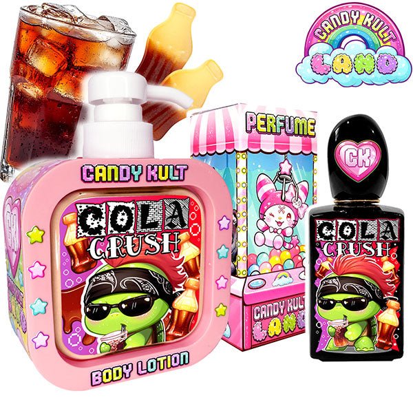 Cola Crush Candy Kult Land Perfume & Body Lotion Pack Candy Kult Cola Panku Soda Candy Cult - Candy Kult Land - Wishbone - Boo Kitty - Panku - Frosti - Toxic Kitten - Hex - Heart - Cult Candy - Ca