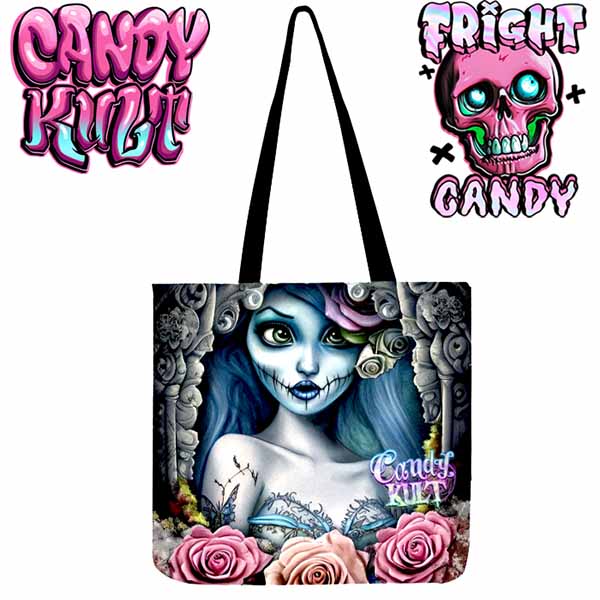 Corpse Bride Waiting For You Fright Candy Reusable Canvas Shopping Tote Candy Kult NOTED Corpse Bride Tim Burton Candy Cult - Candy Kult Land - Wishbone - Boo Kitty - Panku - Frosti - Toxic Kitten - Hex - Heart - Cult Candy - Ca