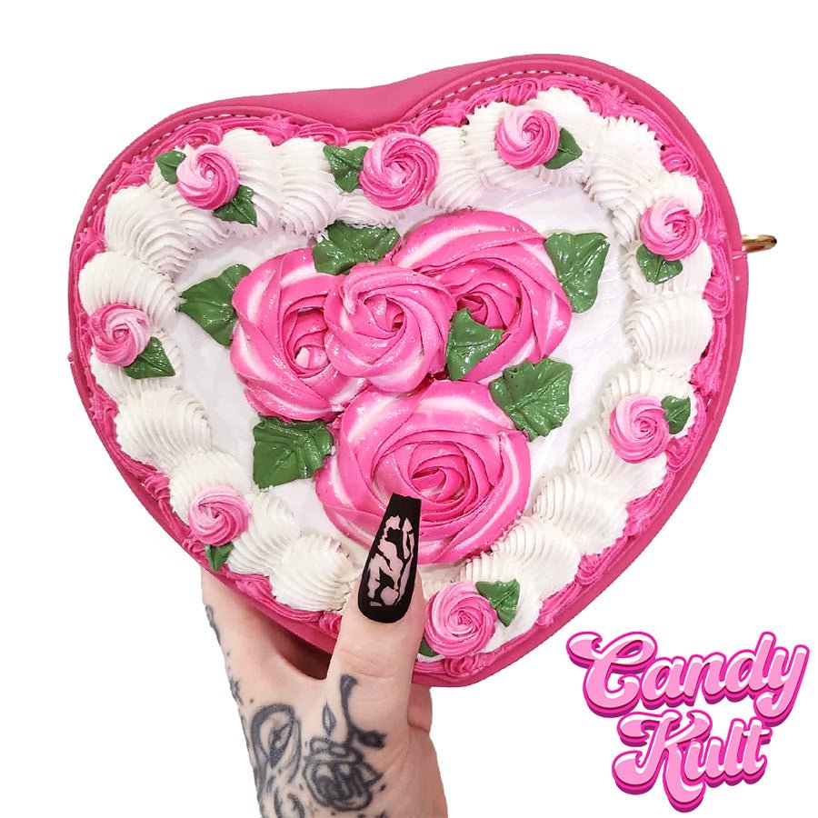 Dark Pink Rose Cake Candy Kult Convertible Crossbody Bag / Hand Bag Candy Kult Bag Crossbody Candy Cult - Candy Kult Land - Wishbone - Boo Kitty - Panku - Frosti - Toxic Kitten - Hex - Heart - Cult Candy - Ca