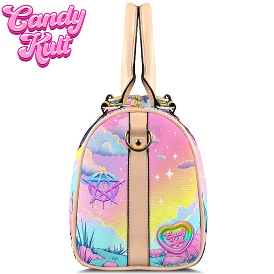 Demonic Bear Fright Candy Beige Boston Crossbody Handbag Candy Kult Bag care bears Crossbody Candy Cult - Candy Kult Land - Wishbone - Boo Kitty - Panku - Frosti - Toxic Kitten - Hex - Heart - Cult Candy - Ca