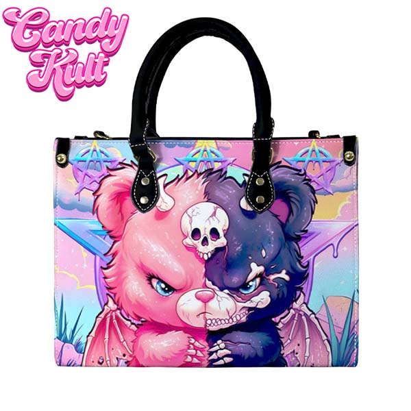 Demonic Bear Fright Candy PU Leather Crossbody Handbag Candy Kult Bag care bears Crossbody Candy Cult - Candy Kult Land - Wishbone - Boo Kitty - Panku - Frosti - Toxic Kitten - Hex - Heart - Cult Candy - Ca