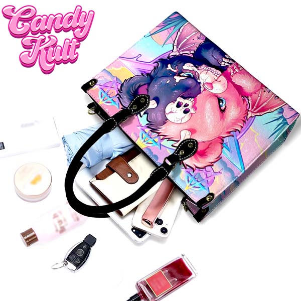Demonic Bear Fright Candy PU Leather Crossbody Handbag Candy Kult Bag care bears Crossbody Candy Cult - Candy Kult Land - Wishbone - Boo Kitty - Panku - Frosti - Toxic Kitten - Hex - Heart - Cult Candy - Ca