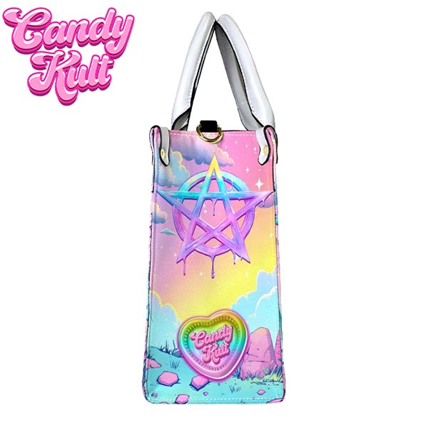 Demonic Bear Fright Candy White PU Leather Crossbody Handbag Candy Kult Bag care bears Crossbody Candy Cult - Candy Kult Land - Wishbone - Boo Kitty - Panku - Frosti - Toxic Kitten - Hex - Heart - Cult Candy - Ca