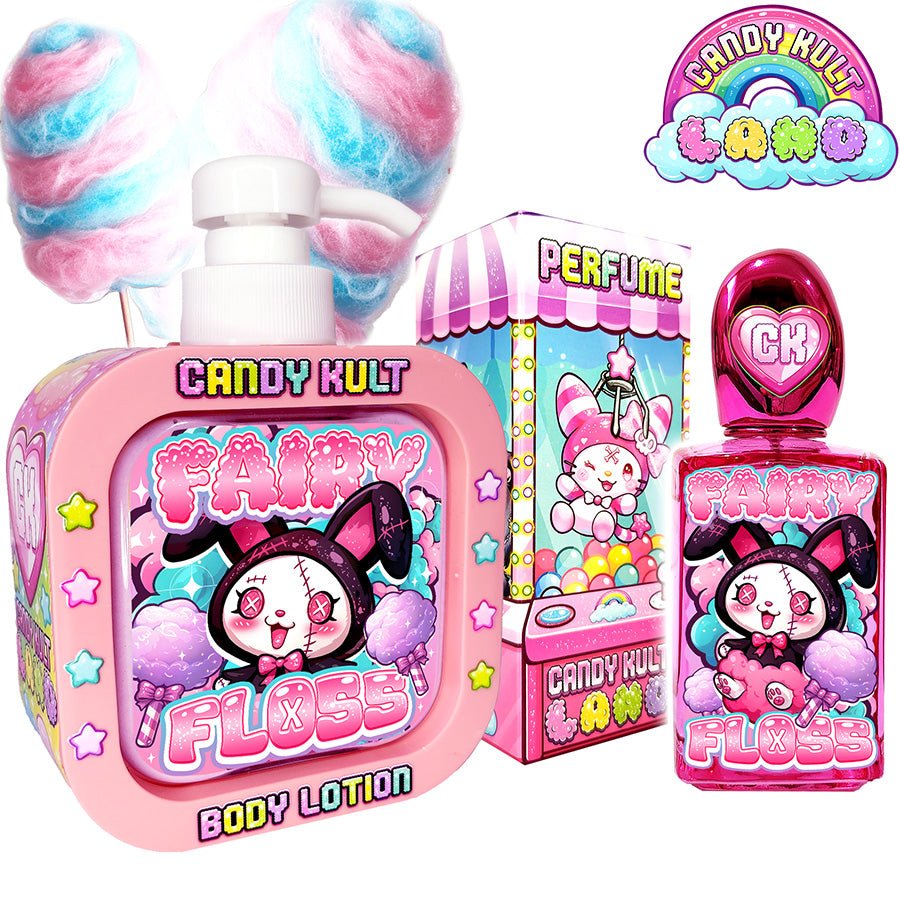 Fairy Floss Candy Kult Land Perfume & Body Lotion Pack Candy Kult candy kult land ck land Voodee Candy Cult - Candy Kult Land - Wishbone - Boo Kitty - Panku - Frosti - Toxic Kitten - Hex - Heart - Cult Candy - Ca