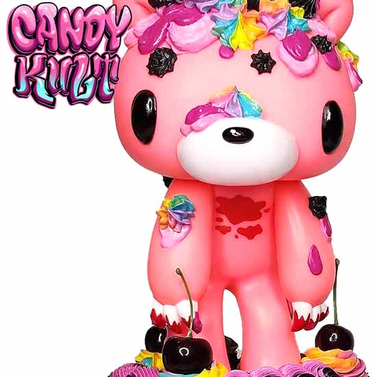 Gloomy Bear Rainbow 2 Tier Heart Cake Sculpture Candy Kult Cake gloomy bear Candy Cult - Candy Kult Land - Wishbone - Boo Kitty - Panku - Frosti - Toxic Kitten - Hex - Heart - Cult Candy - Ca
