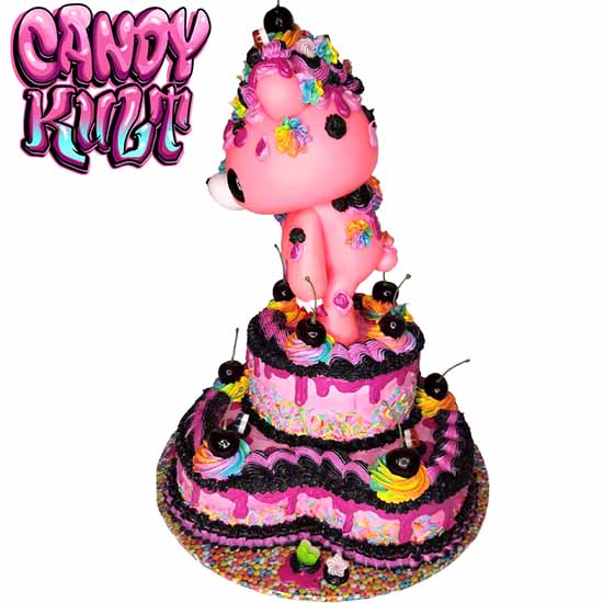 Gloomy Bear Rainbow 2 Tier Heart Cake Sculpture Candy Kult Cake gloomy bear Candy Cult - Candy Kult Land - Wishbone - Boo Kitty - Panku - Frosti - Toxic Kitten - Hex - Heart - Cult Candy - Ca