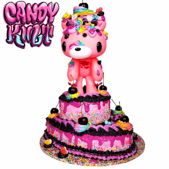 Gloomy Bear Rainbow 2 Tier Heart Cake Sculpture Candy Kult Cake gloomy bear Candy Cult - Candy Kult Land - Wishbone - Boo Kitty - Panku - Frosti - Toxic Kitten - Hex - Heart - Cult Candy - Ca