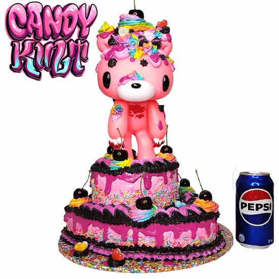 Gloomy Bear Rainbow 2 Tier Heart Cake Sculpture Candy Kult Cake gloomy bear Candy Cult - Candy Kult Land - Wishbone - Boo Kitty - Panku - Frosti - Toxic Kitten - Hex - Heart - Cult Candy - Ca