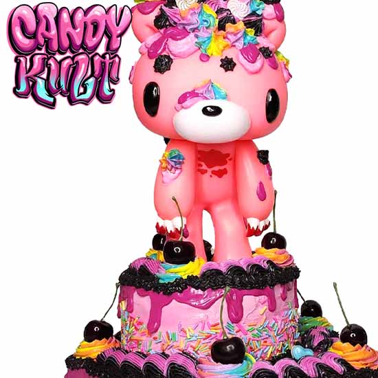 Gloomy Bear Rainbow 2 Tier Heart Cake Sculpture Candy Kult Cake gloomy bear Candy Cult - Candy Kult Land - Wishbone - Boo Kitty - Panku - Frosti - Toxic Kitten - Hex - Heart - Cult Candy - Ca