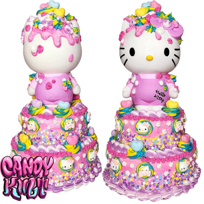 Hello Kitty 2 Tier Confetti Cake Sculpture Candy Kult Cake Hello Kitty Sanrio Candy Cult - Candy Kult Land - Wishbone - Boo Kitty - Panku - Frosti - Toxic Kitten - Hex - Heart - Cult Candy - Ca