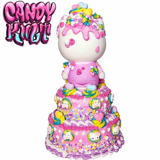 Hello Kitty 2 Tier Confetti Cake Sculpture Candy Kult Cake Hello Kitty Sanrio Candy Cult - Candy Kult Land - Wishbone - Boo Kitty - Panku - Frosti - Toxic Kitten - Hex - Heart - Cult Candy - Ca