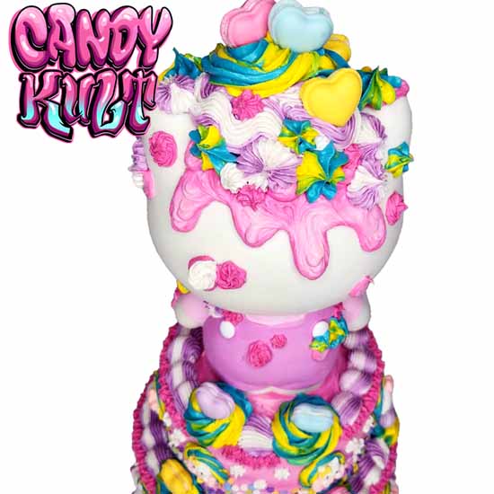 Hello Kitty 2 Tier Confetti Cake Sculpture Candy Kult Cake Hello Kitty Sanrio Candy Cult - Candy Kult Land - Wishbone - Boo Kitty - Panku - Frosti - Toxic Kitten - Hex - Heart - Cult Candy - Ca