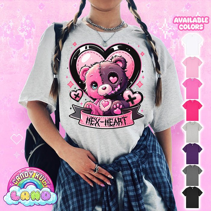 Hex - heart - Candy Kult Land Graphic Tee Candy Kult SPORTS GREY S candy kult land ck land hex - heart Candy Cult - Candy Kult Land - Wishbone - Boo Kitty - Panku - Frosti - Toxic Kitten - Hex - Heart - Cult Candy - Ca