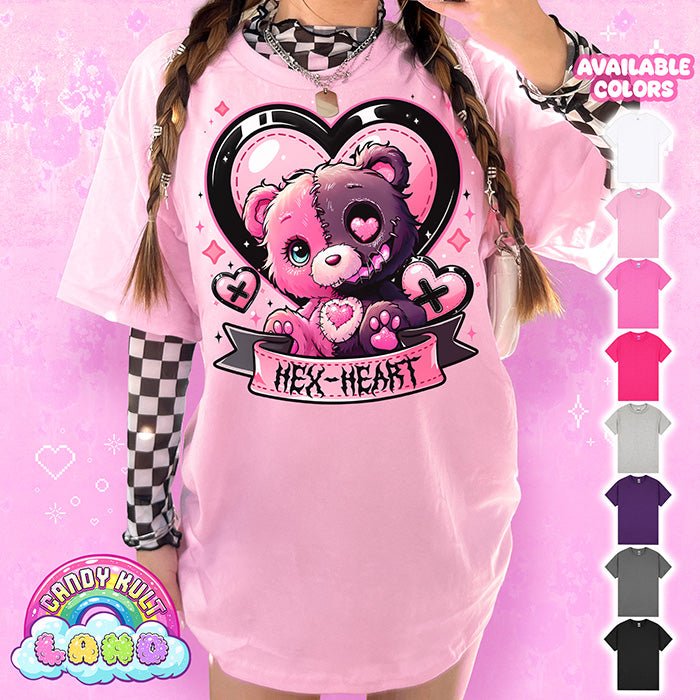 Hex - heart - Candy Kult Land Graphic Tee Candy Kult LIGHT PINK S candy kult land ck land hex - heart Candy Cult - Candy Kult Land - Wishbone - Boo Kitty - Panku - Frosti - Toxic Kitten - Hex - Heart - Cult Candy - Ca