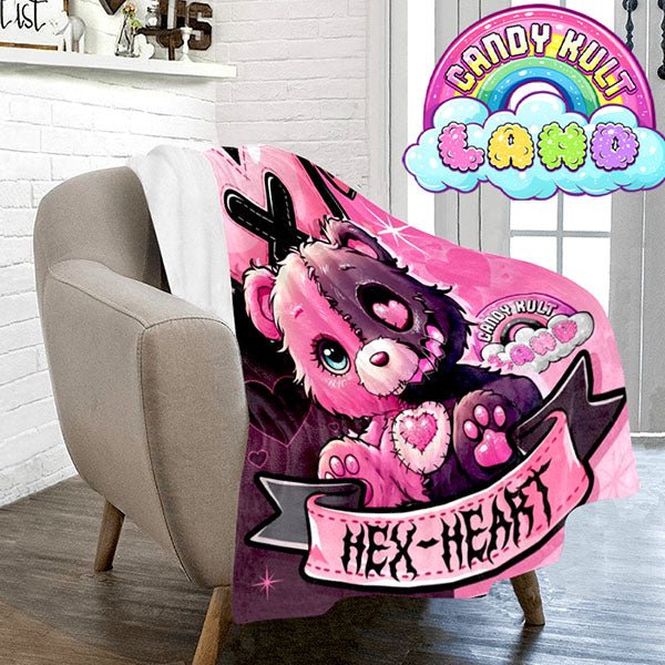 Hex - Heart Candy Kult Land Micro Fleece Blanket Candy Kult 40 x 50 Inch ck land hex - heart Candy Cult - Candy Kult Land - Wishbone - Boo Kitty - Panku - Frosti - Toxic Kitten - Hex - Heart - Cult Candy - Ca
