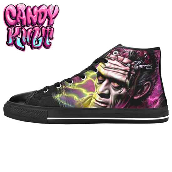 Frankenstein Fright Candy Women's High Top Canvas Shoes - Candy Kult - Candy Cult - Candy Kult Land - Wishbone - Boo Kitty - Panku - Frosti - Toxic Kitten - Hex-Heart - Cult Candy - Cake High Heels - [product_vendor}