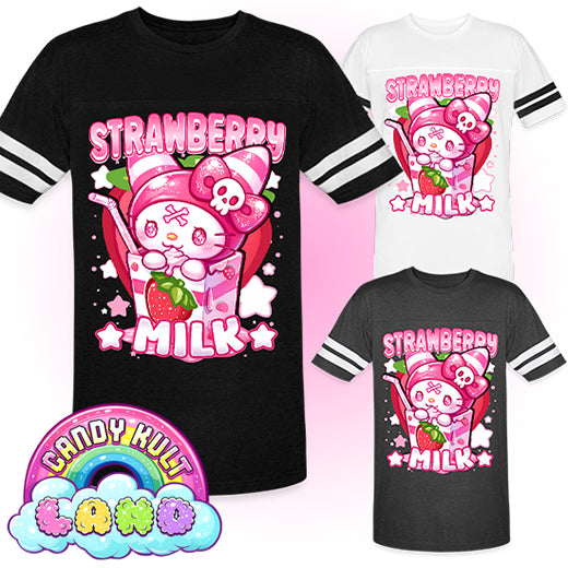 Wishbone Strawberry Milk  - Candy Kult Land Men's / Unisex Vintage Sport T-Shirt - Candy Kult - Candy Cult - Candy Kult Land - Wishbone - Boo Kitty - Panku - Frosti - Toxic Kitten - Hex-Heart - Cult Candy - Cake High Heels - [product_vendor}