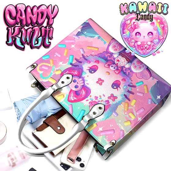 Pastel Purrfection Kawaii Candy White PU Leather Crossbody Handbag - Candy Kult - Candy Cult - Cult Candy - Cake High Heels - [product_vendor}