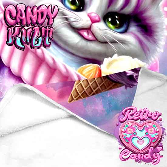 Cheshire Cat Ice Cream Dream Retro Candy Micro Fleece Blanket - Candy Kult - Candy Cult - Candy Kult Land - Wishbone - Boo Kitty - Panku - Frosti - Toxic Kitten - Hex-Heart - Cult Candy - Cake High Heels - [product_vendor}
