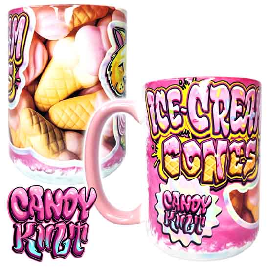 Ice Cream Cone Gummies Candy Kult Large Mug Candy Kult Candy Cult - Candy Kult Land - Wishbone - Boo Kitty - Panku - Frosti - Toxic Kitten - Hex - Heart - Cult Candy - Ca